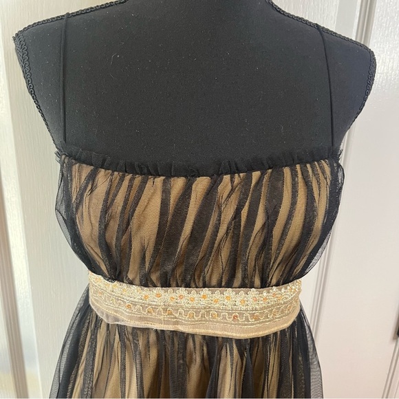 Vintage Whimsy Goth Black Toile Overlay Dress Sz S Fairy 90s USA Made Ethereal - Picture 3 of 6